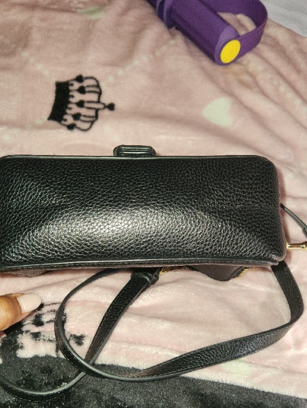 Versace Jeans Collection Black Leather Crossbody with Gold Crest - Picture 5 of 14